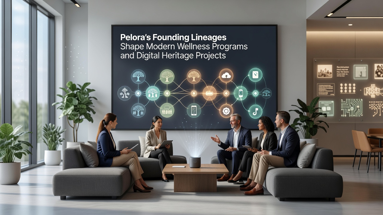 Digital interface displaying Pelora lineage archives integrated with wellness program modules